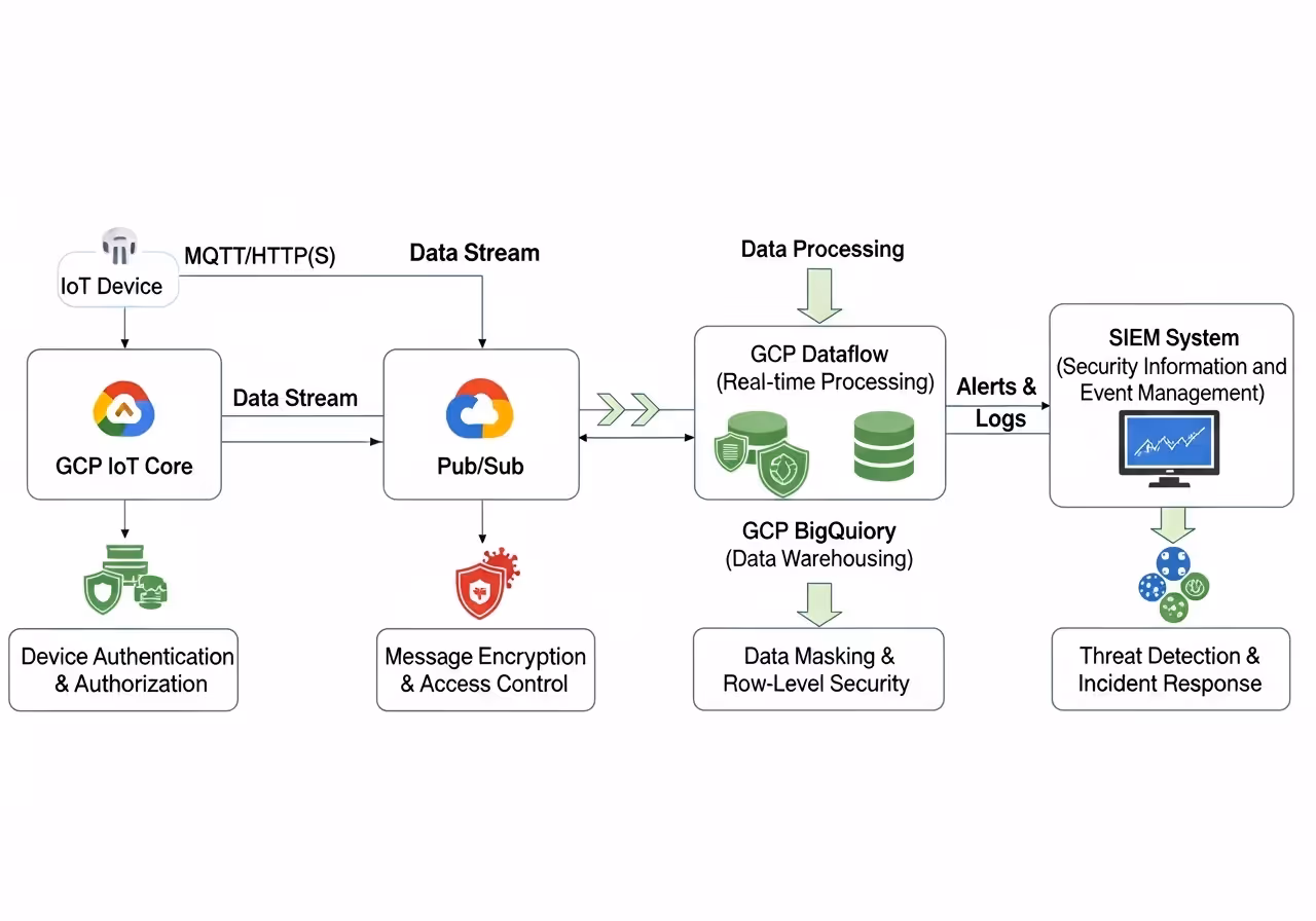 IoT data flow to SIEM, telemetry routing through cloud intermediaries for detection