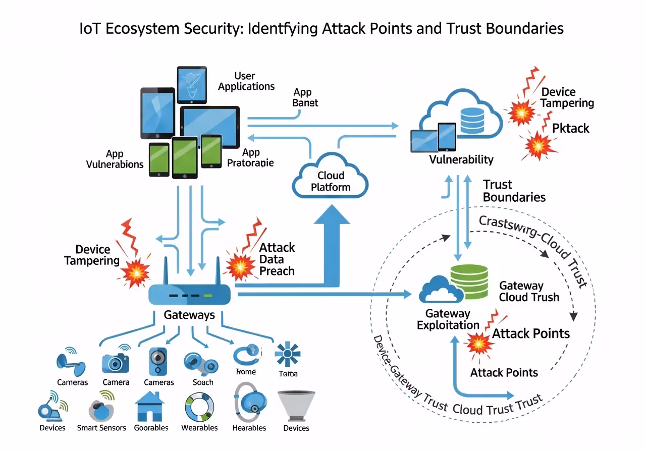 IoT ecosystem attack surface, device, network, cloud, and lifecycle entry points